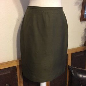 Ann Taylor khaki green silk skirt 4